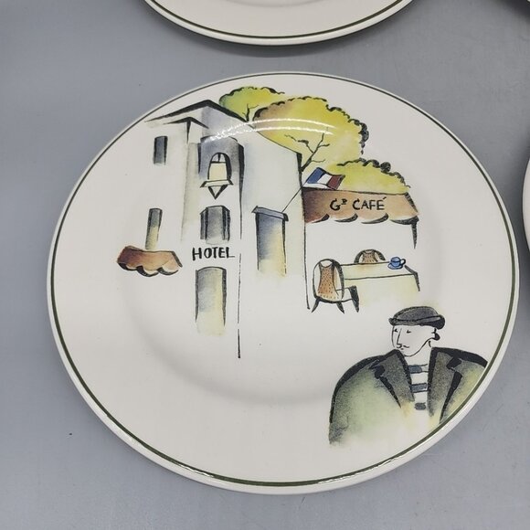 Rosanna Import Lunch Plates Set Of 4 Cafe Paris Made In Italy 8.5" Ceramic - Picture 2 of 5